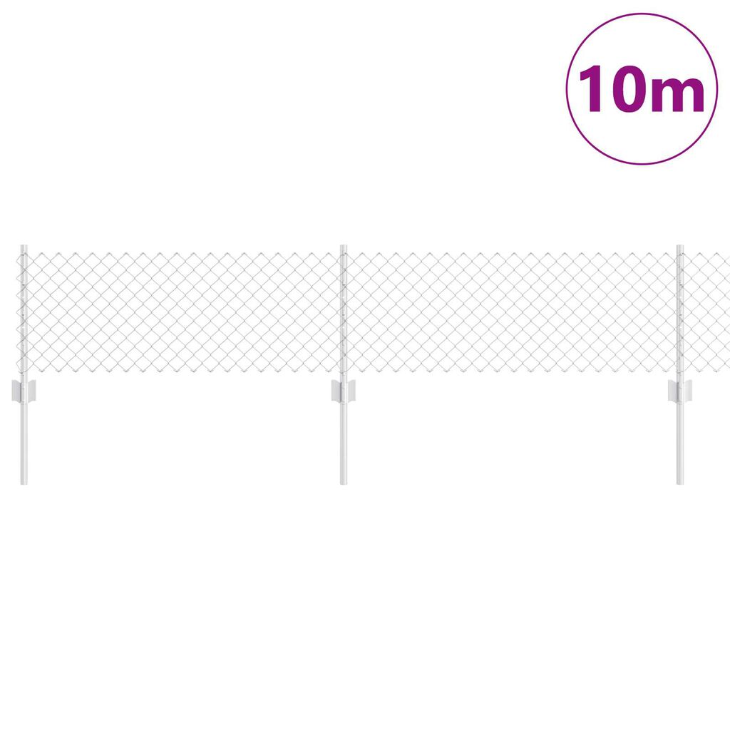 Vidaxl VidaXL Kettinglink Hek Met 10 U Palen Zilver 0 4x10 M Staal