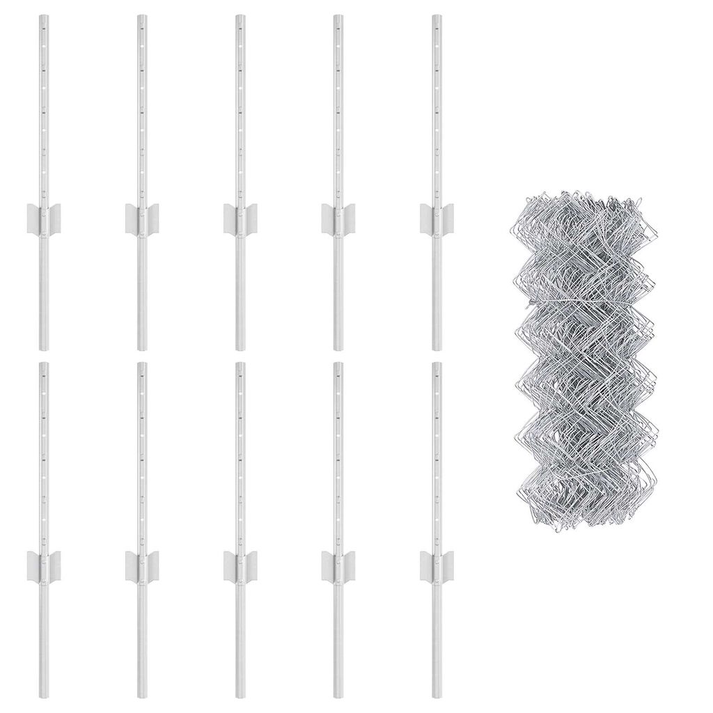 Vidaxl VidaXL Kettinglink Hek Met 10 U Palen Zilver 0 4x10 M Staal