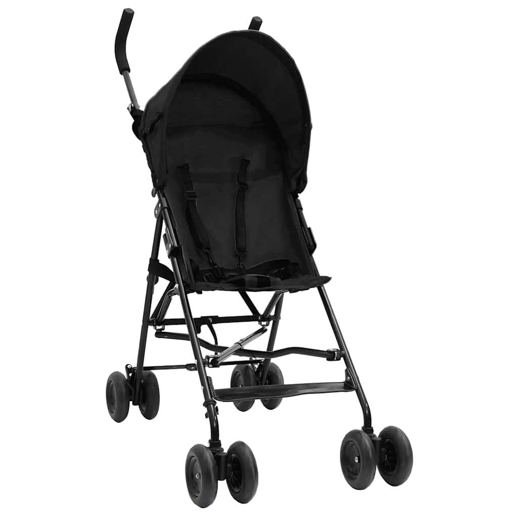vidaxl vidaXL Kinderbuggy staal antracietkleurig en zwart