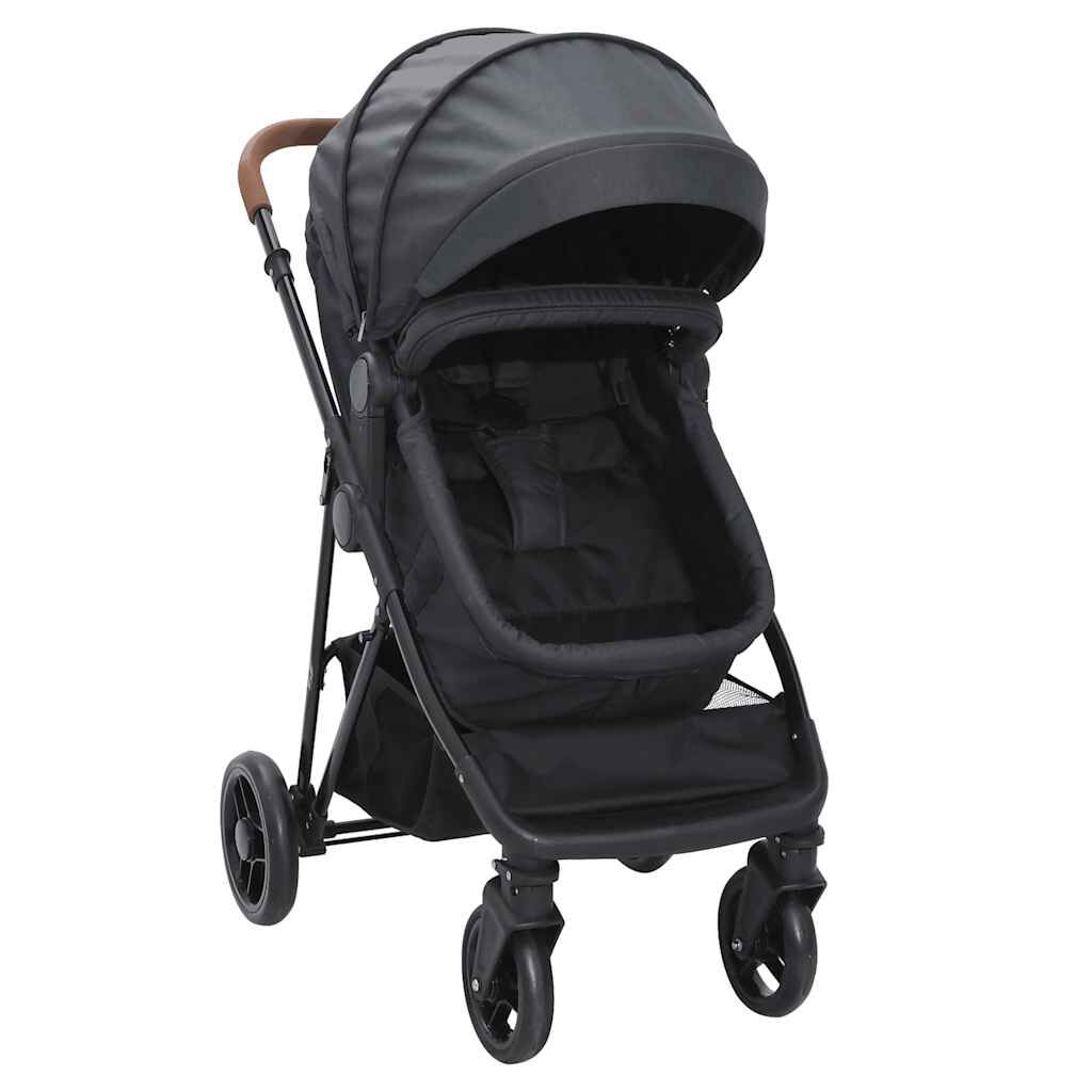 Vidaxl VidaXL Kinderwagen 2-in-1 Staal Antracietkleurig En Zwart