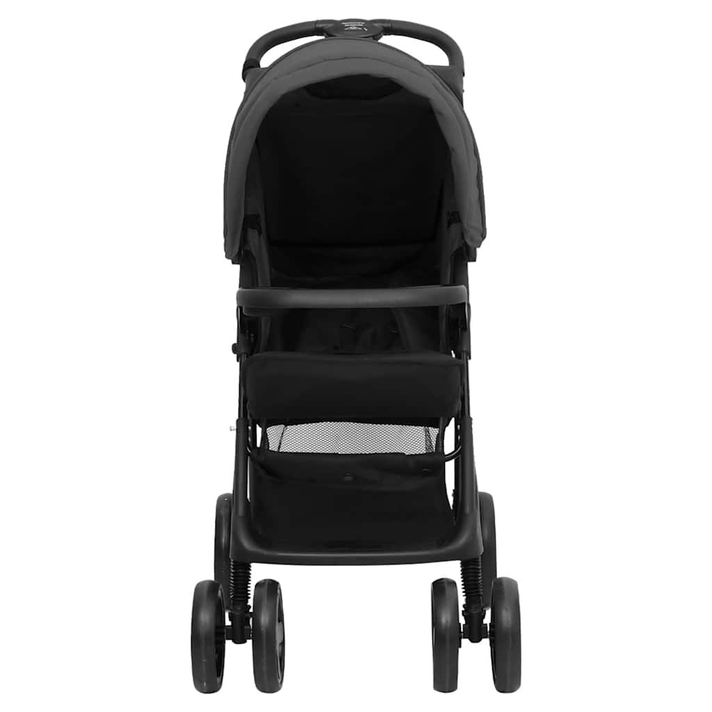 Vidaxl VidaXL Kinderwagen 2-in-1 Staal Donkergrijs En Zwart