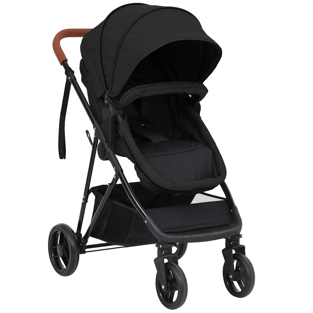 Vidaxl VidaXL Kinderwagen 3-in-1 Staal Antracietkleurig En Zwart