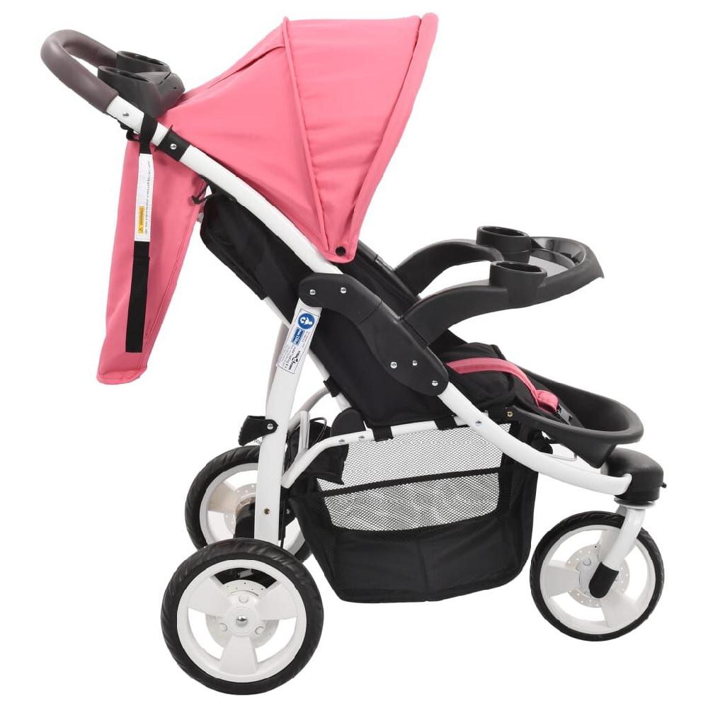 Vidaxl VidaXL Kinderwagen Met 3 Wielen Roze En Zwart