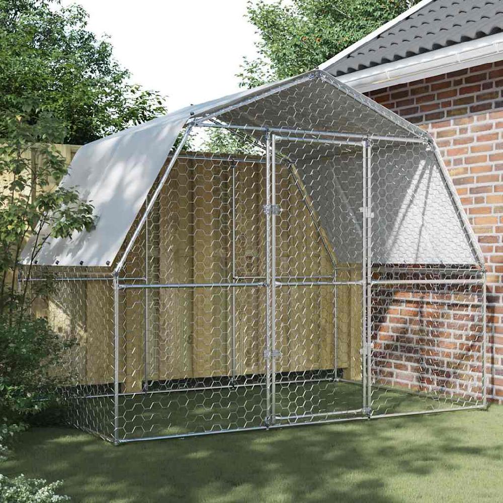 Vidaxl VidaXL Kippenhokken Met Dak En Deur Gegalvaniseerd Staal Zilverkleurig