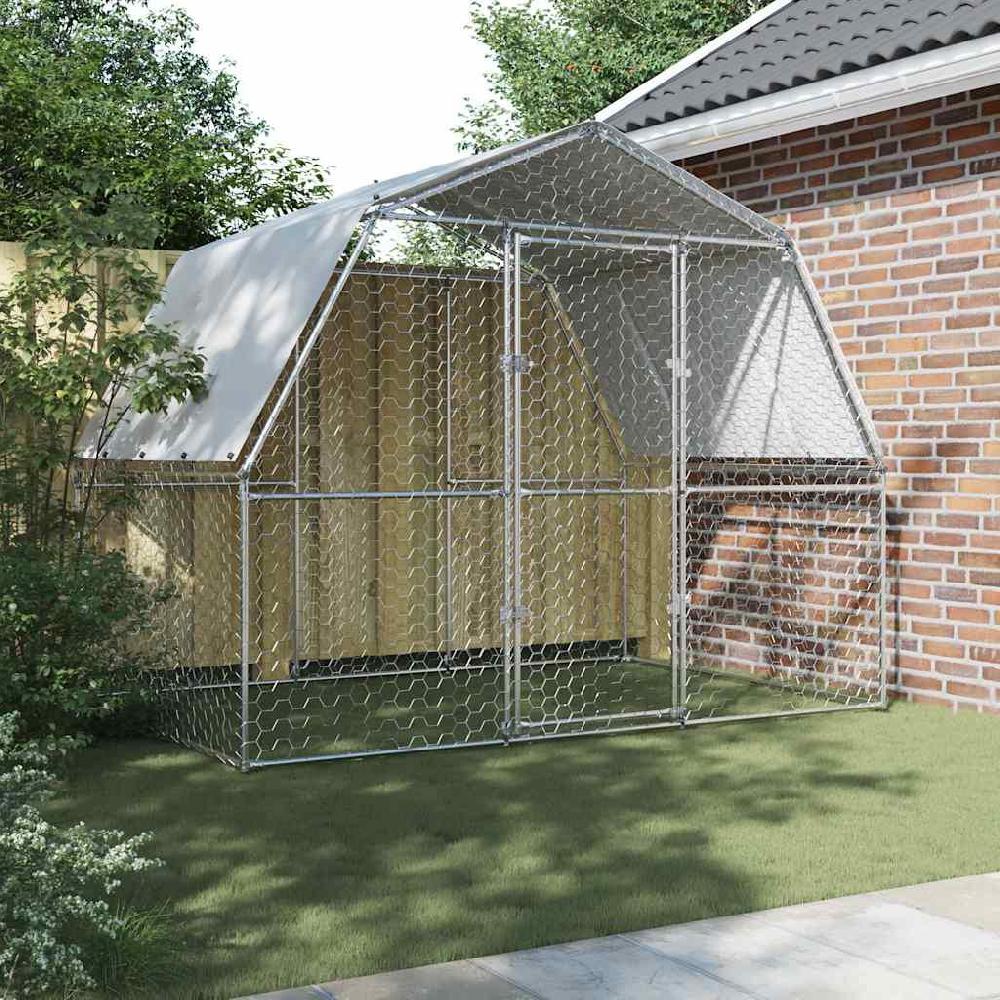 Vidaxl VidaXL Kippenhokken Met Dak En Deur Gegalvaniseerd Staal Zilverkleurig