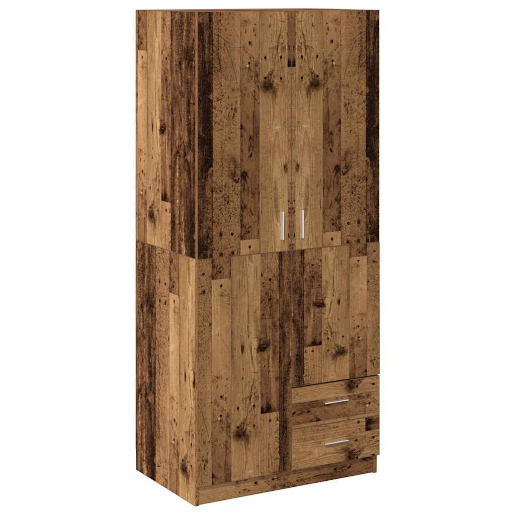 vidaxl vidaXL Kledingkast 80x52x180 cm bewerkt hout oud houtkleurig