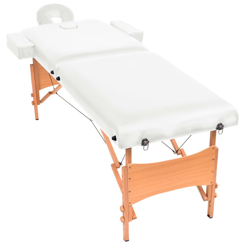 Vidaxl VidaXL Massagetafel 10 Cm Dik 2 Zones Inklapbaar Wit