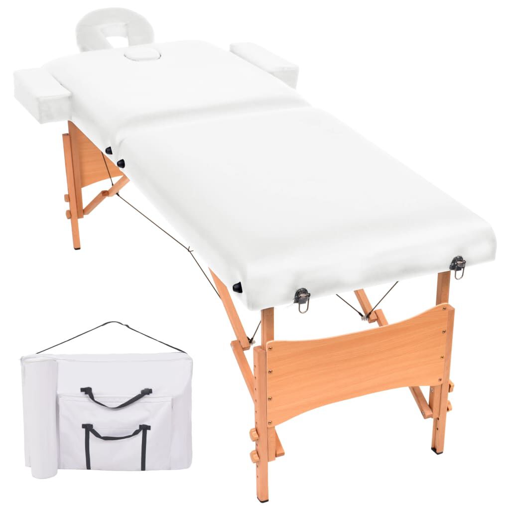 vidaxl vidaXL Massagetafel 10 cm dik 2 zones inklapbaar wit