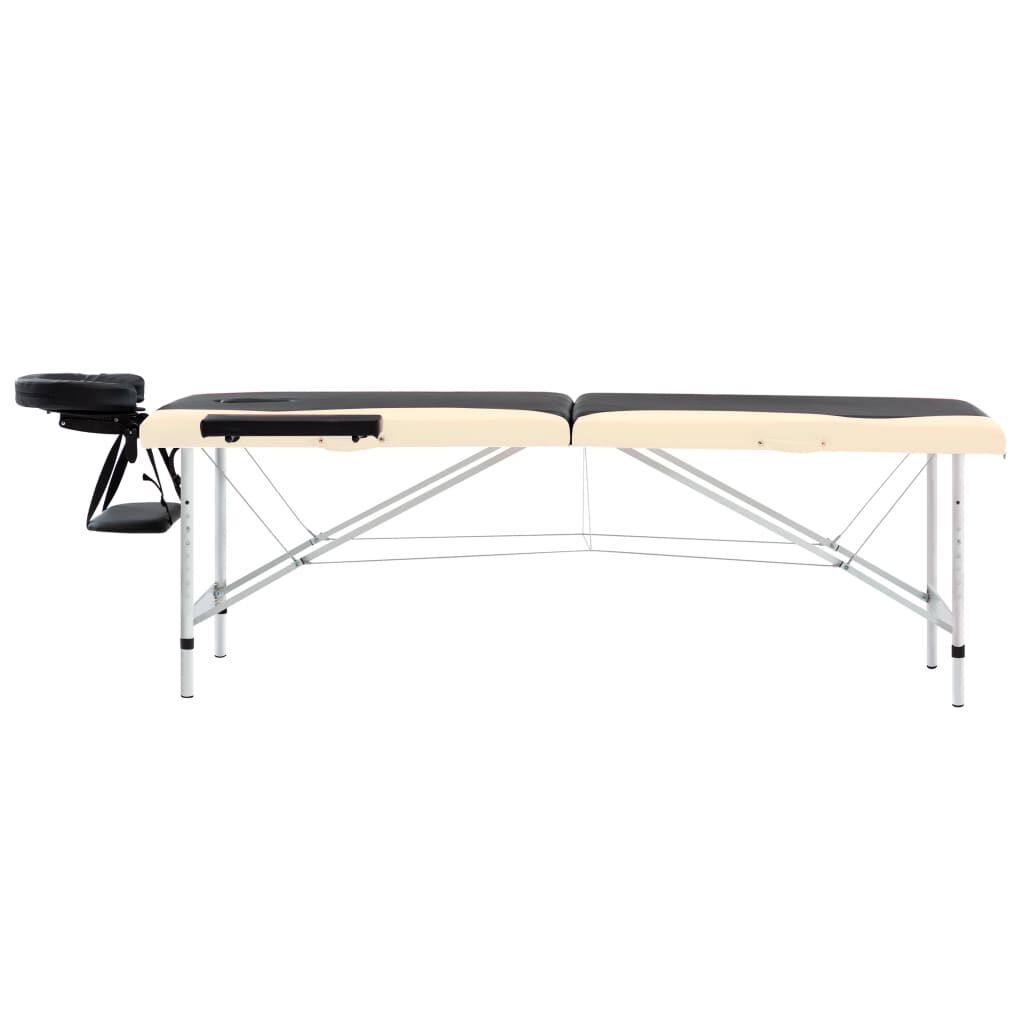 Vidaxl VidaXL Massagetafel Inklapbaar 2 Zones Aluminium Zwart En Beige