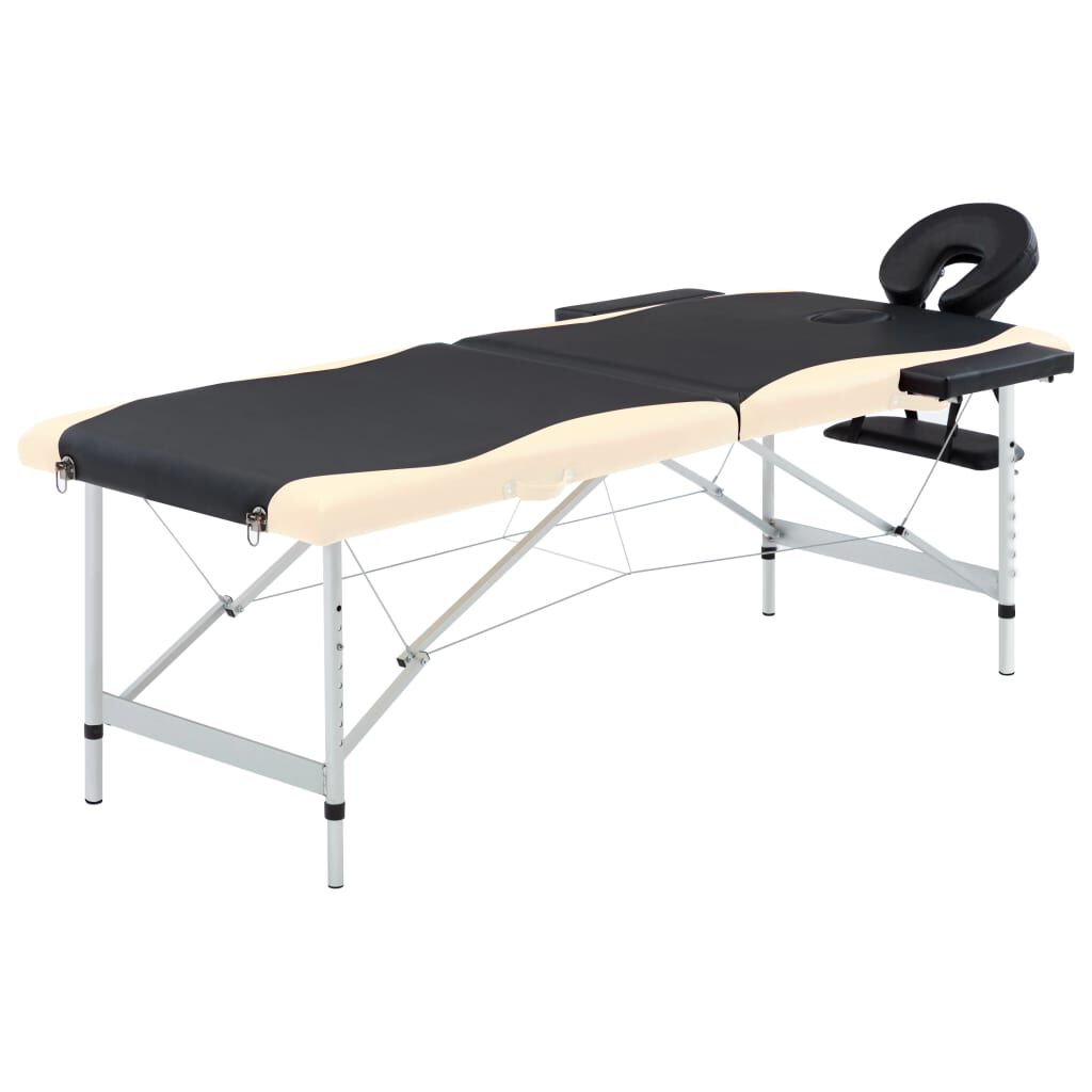 vidaxl vidaXL Massagetafel inklapbaar 2 zones aluminium zwart en beige