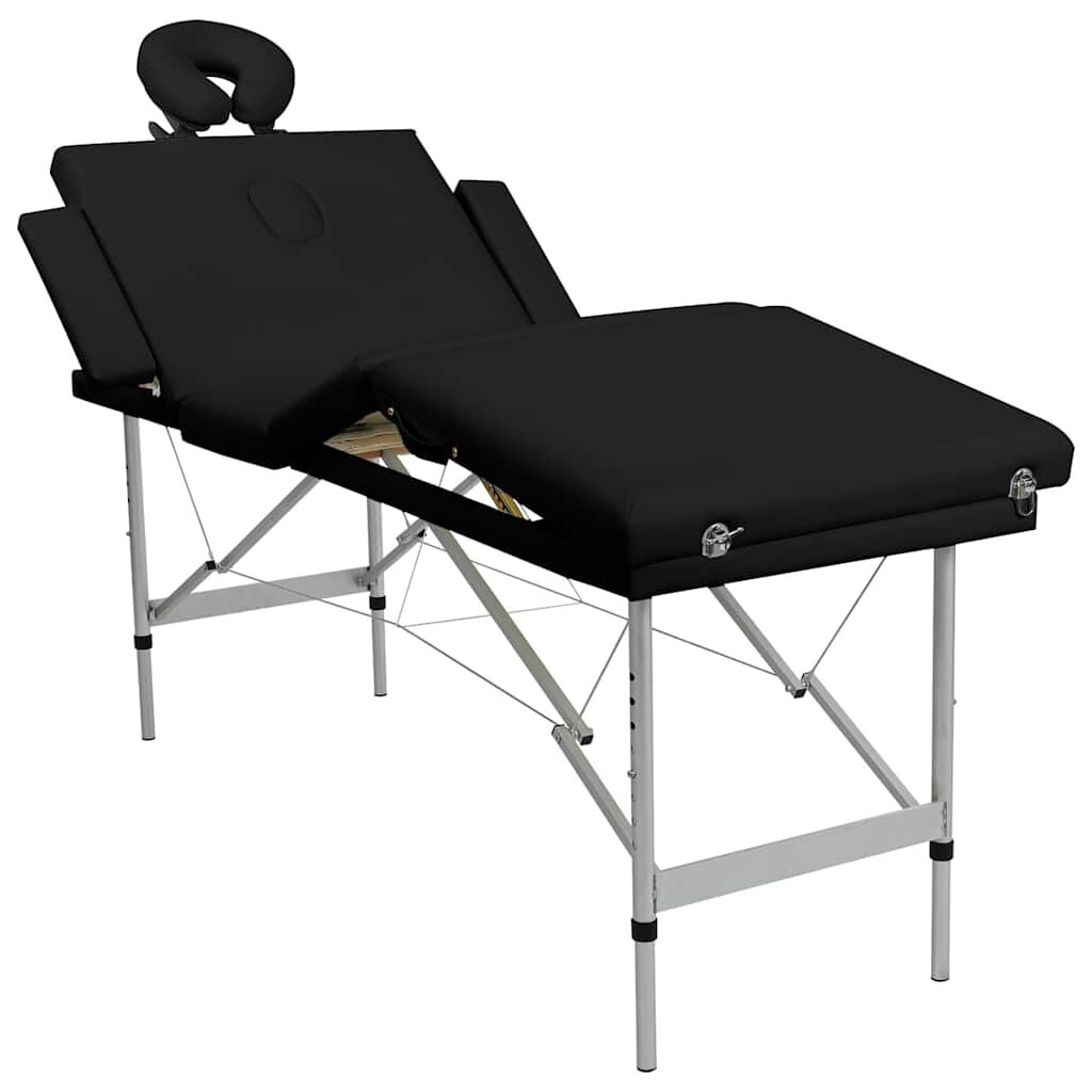 vidaxl vidaXL Massagetafel met 4 zones inklapbaar aluminum frame zwart