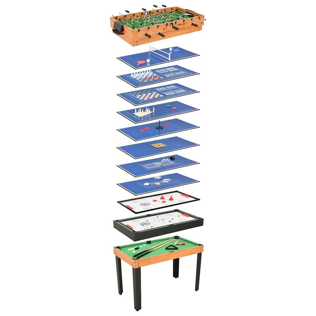 vidaxl vidaXL Multispeeltafel 15-in-1 121x61x82 cm esdoornkleurig