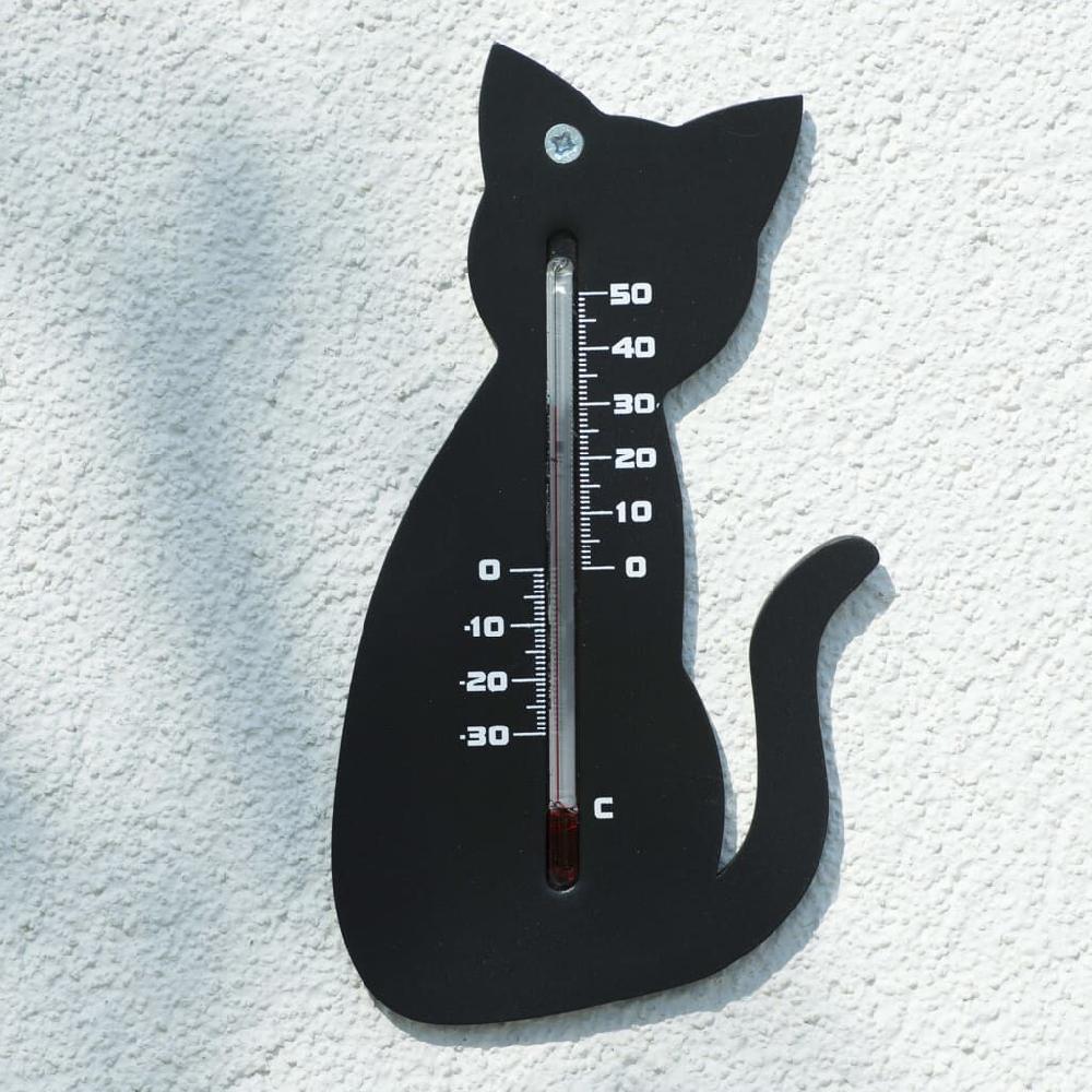 Vidaxl Nature Wandthermometer Kat Zwart