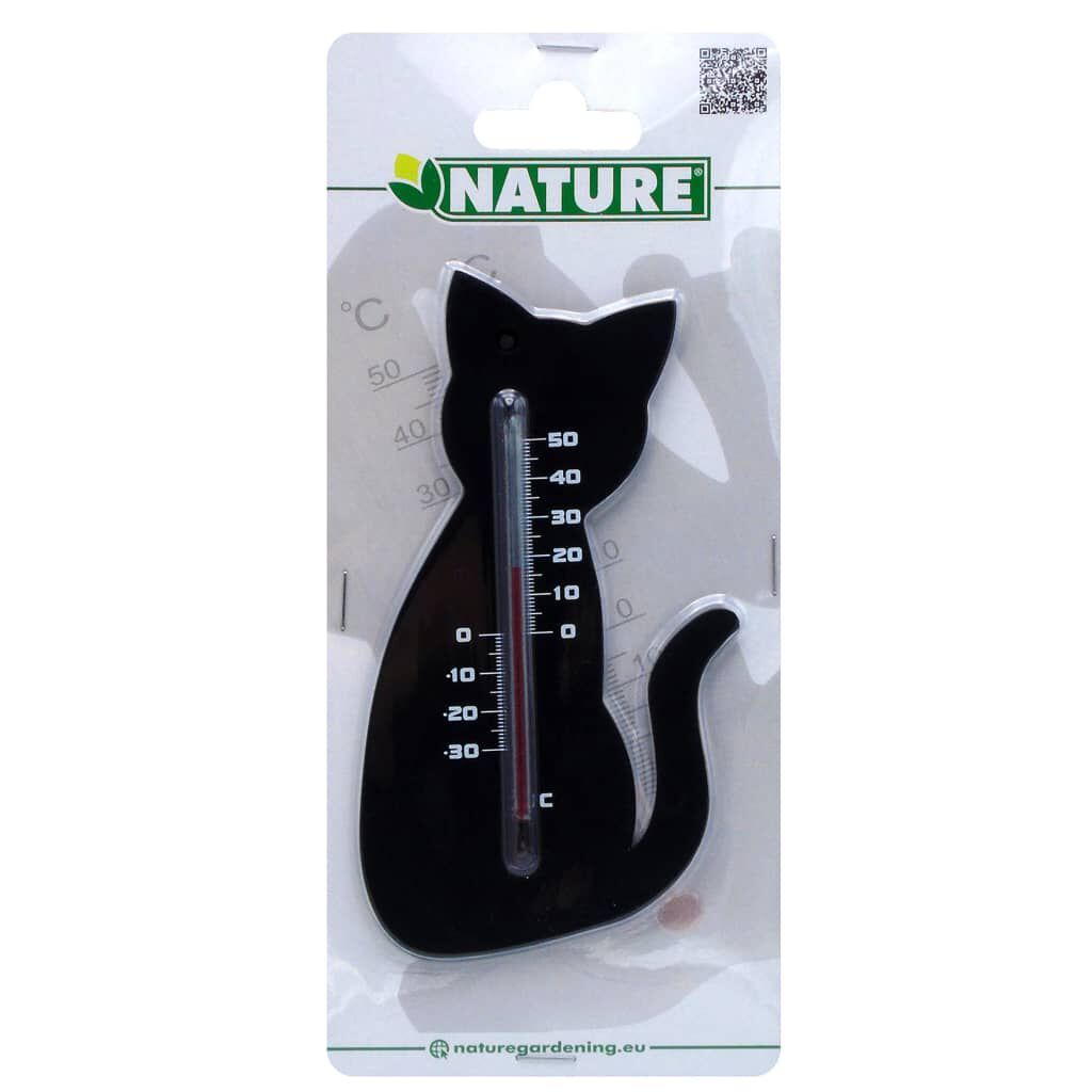 Vidaxl Nature Wandthermometer Kat Zwart