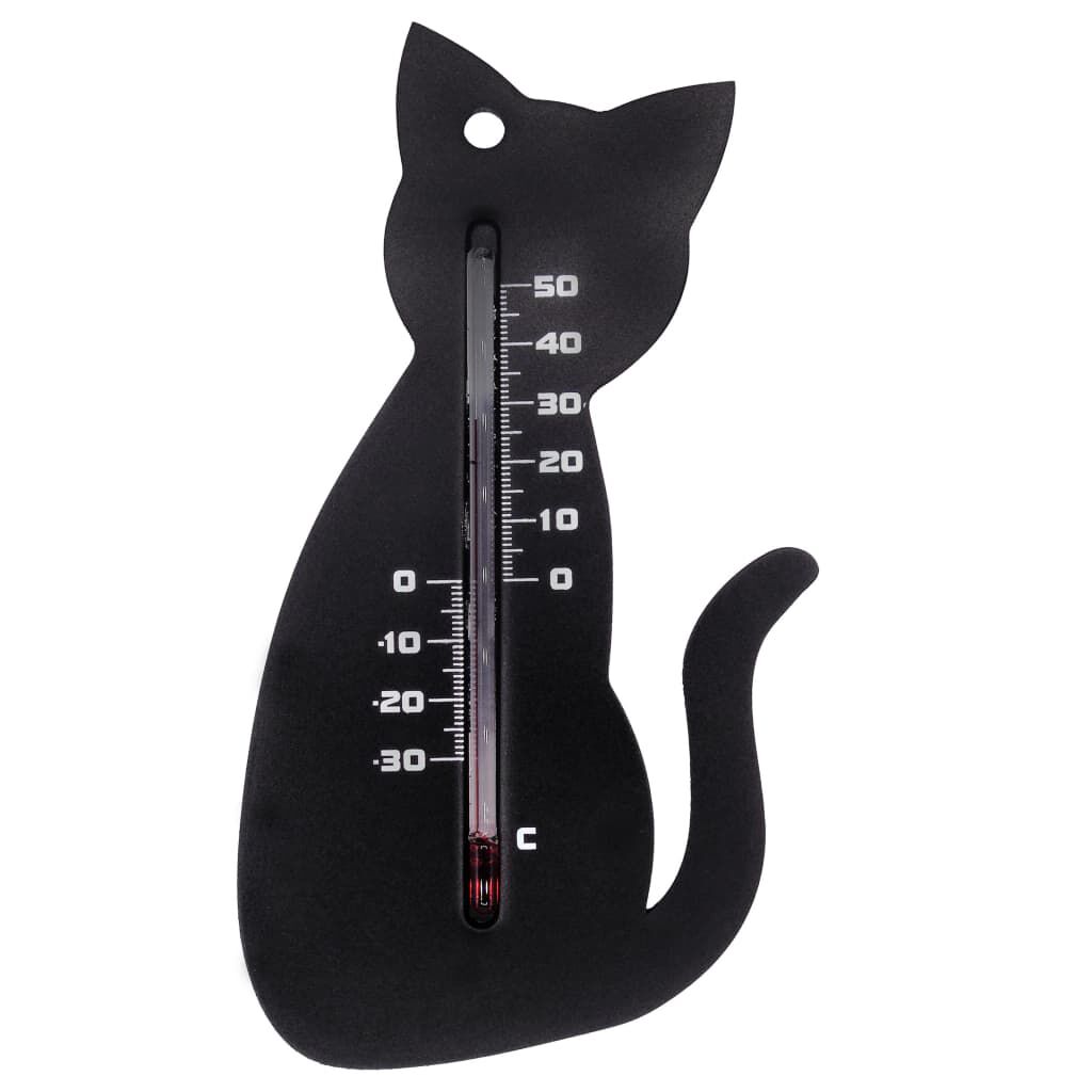 vidaxl Nature Wandthermometer kat zwart