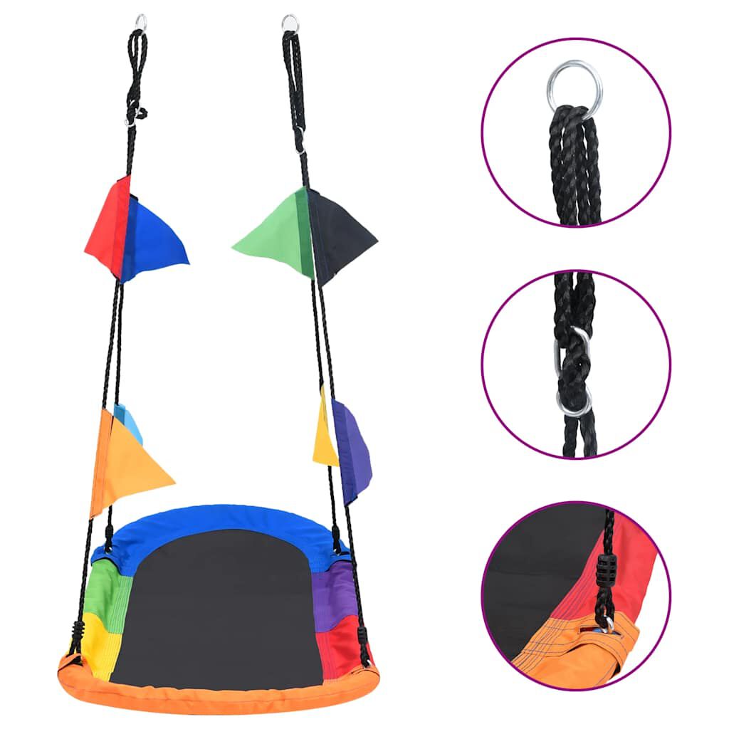 vidaxl vidaXL Nestschommel met vlaggetjes 165x70 cm