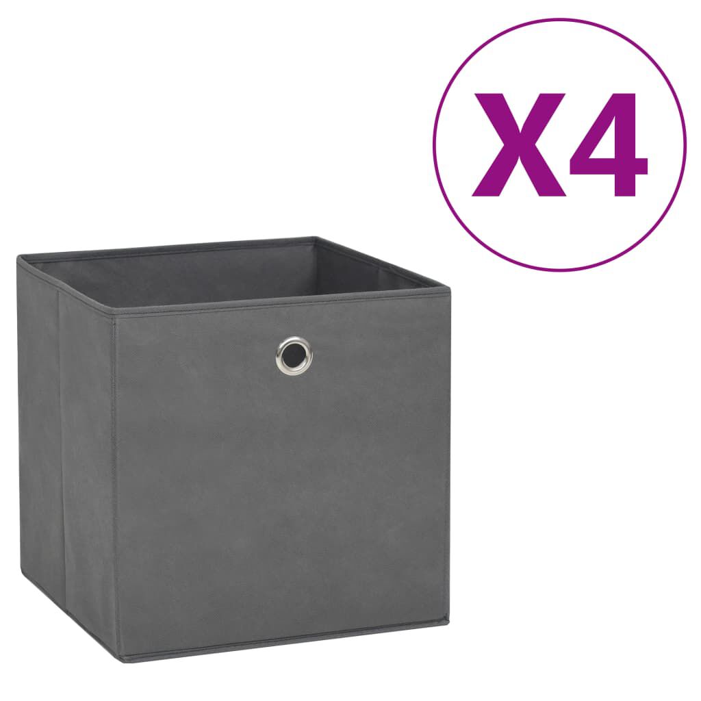 vidaxl vidaXL Opbergboxen 4 st 28x28x28 cm nonwoven stof grijs