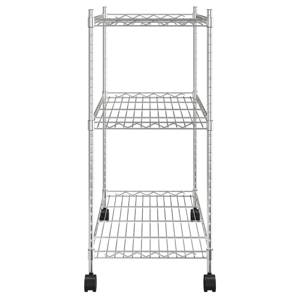 Vidaxl VidaXL Opbergrek Met Wielen 3-laags 150 Kg 60x35x81 Cm Chroomkleurig