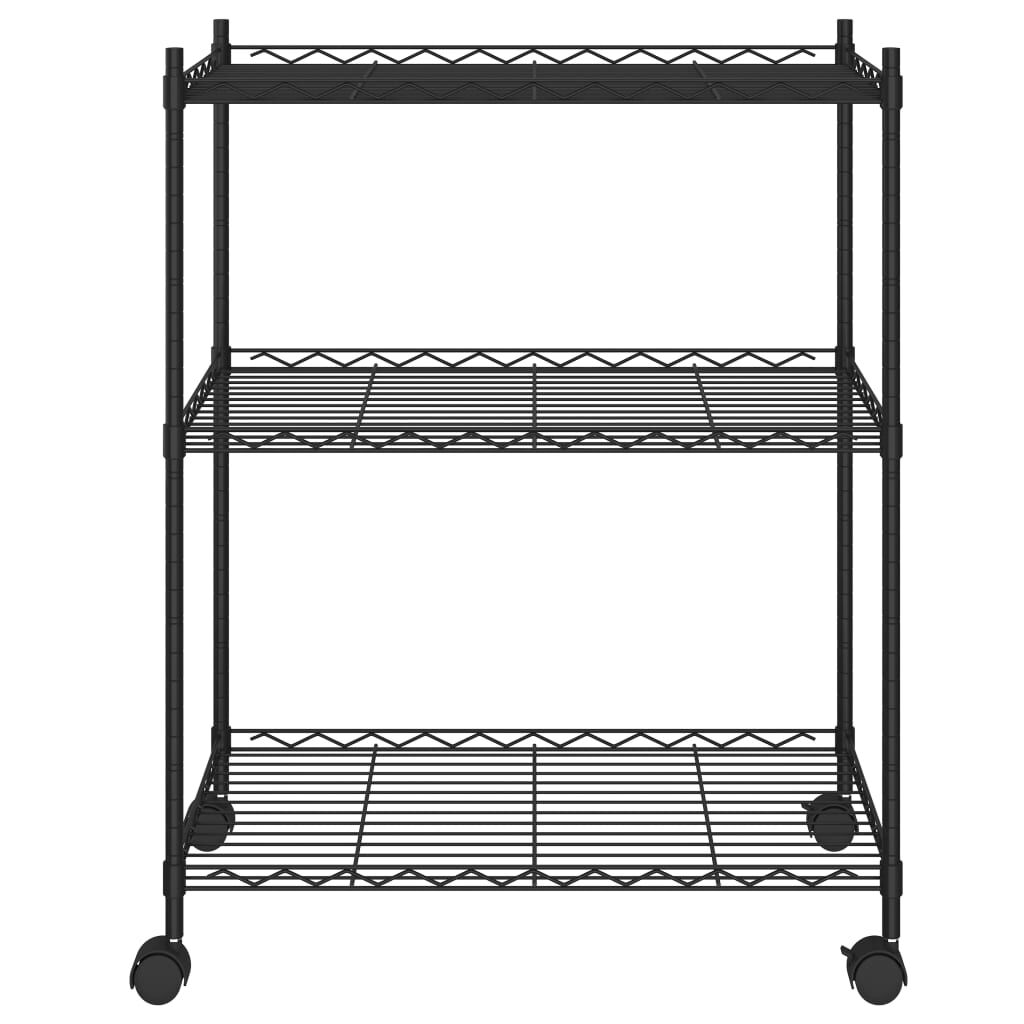 Vidaxl VidaXL Opbergrek Met Wielen 3-laags 60x35x81 Cm 150 Kg Zwart
