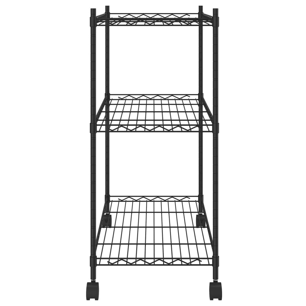 Vidaxl VidaXL Opbergrek Met Wielen 3-laags 60x35x81 Cm 150 Kg Zwart