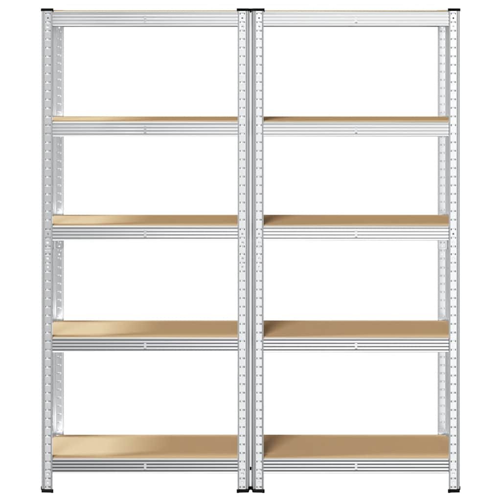 Vidaxl VidaXL Opbergrekken 5-laags 2 St Staal En Bewerkt Hout Zilverkleurig