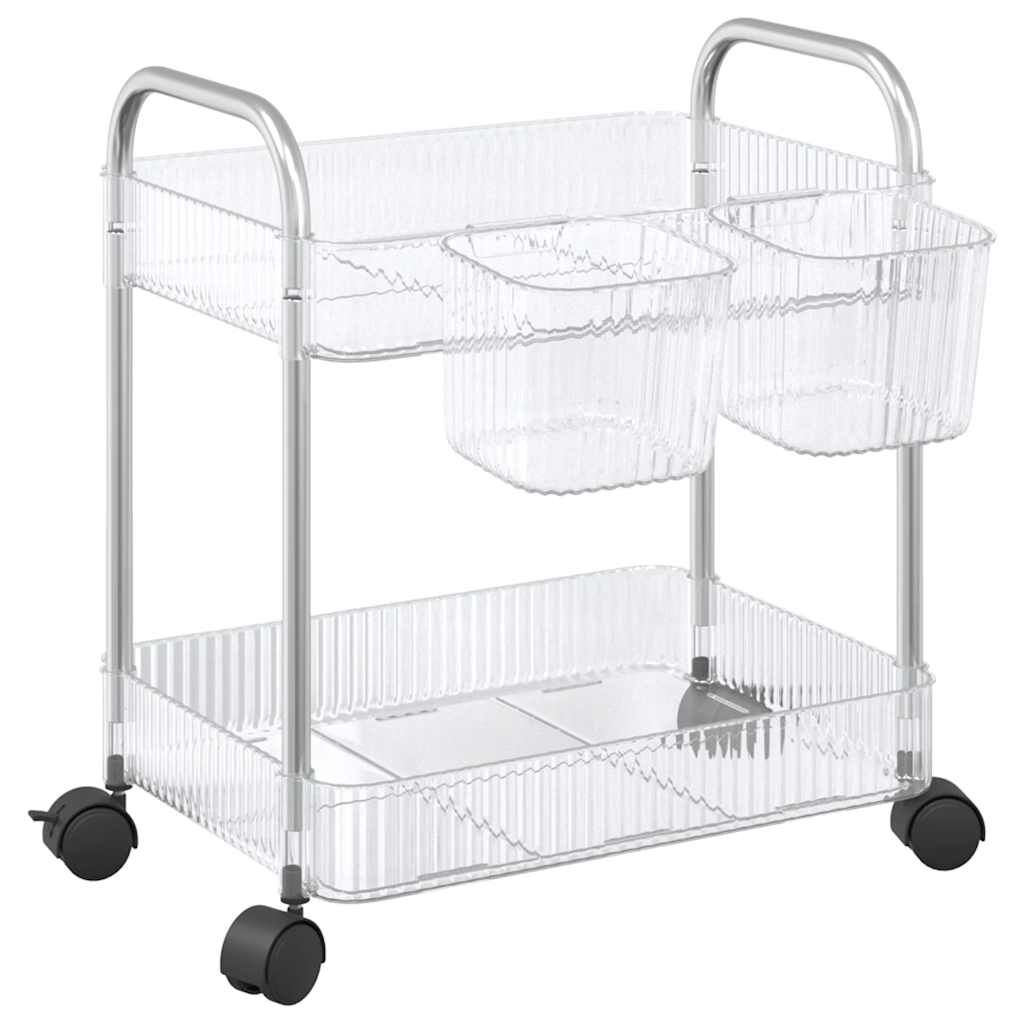 vidaxl vidaXL Opbergtrolley 2-laags 37x28x43 5 cm acryl transparant