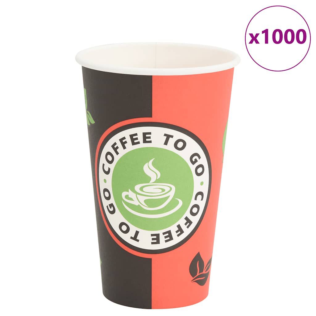 vidaxl vidaXL Papieren koffiekopjes 1000 st 16oz 400 ml rood en zwart