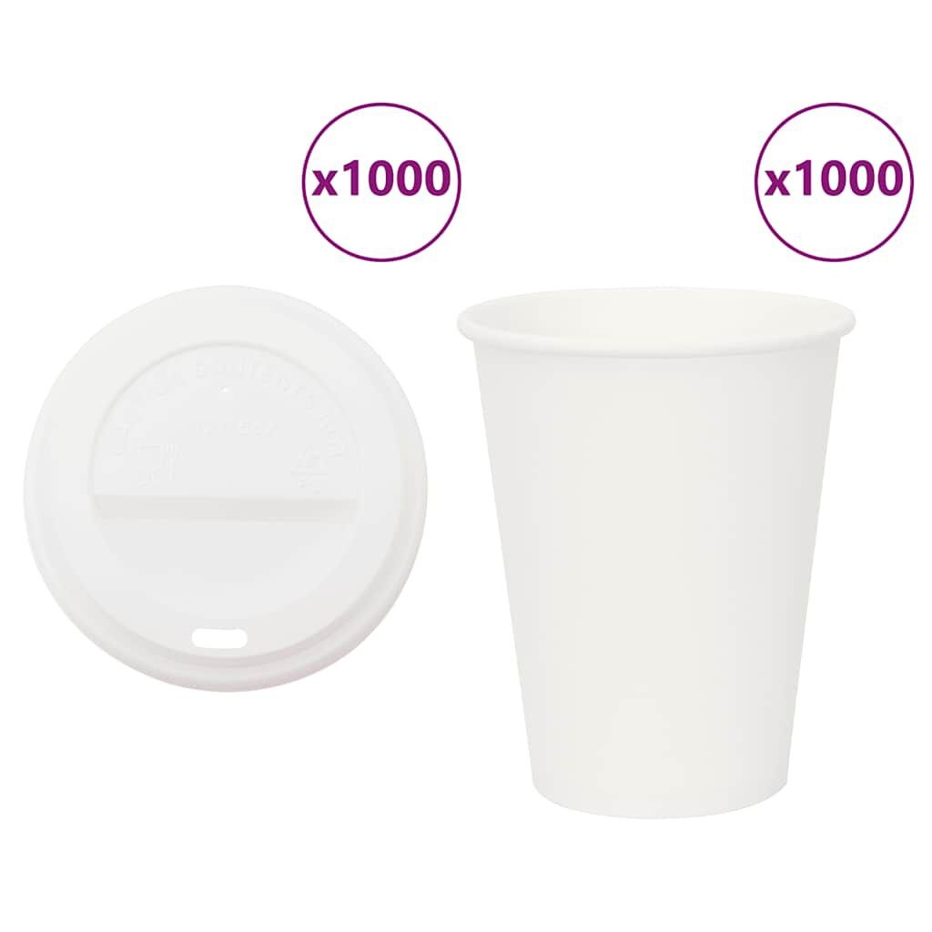 vidaxl vidaXL Papieren koffiekopjes met deksel 1000 st 12oz 300 ml