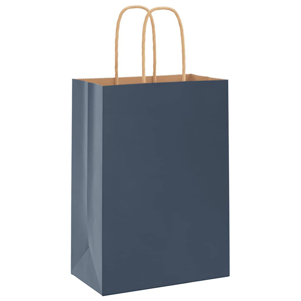 Vidaxl VidaXL Papieren Zakken 50 St Met Hengsels 15x8x21 Cm Blauw