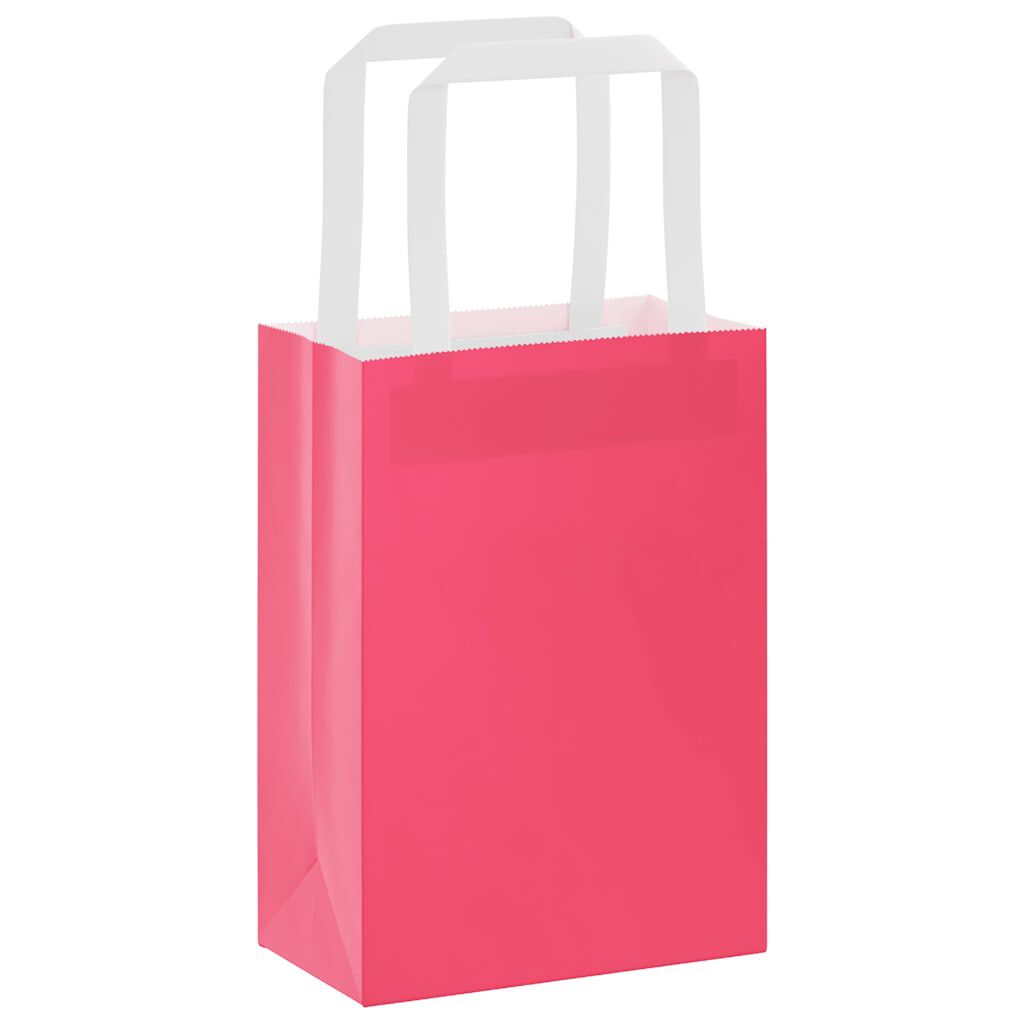 Vidaxl VidaXL Papieren Zakken 50 St Met Hengsels 15x8x21 Cm Roze