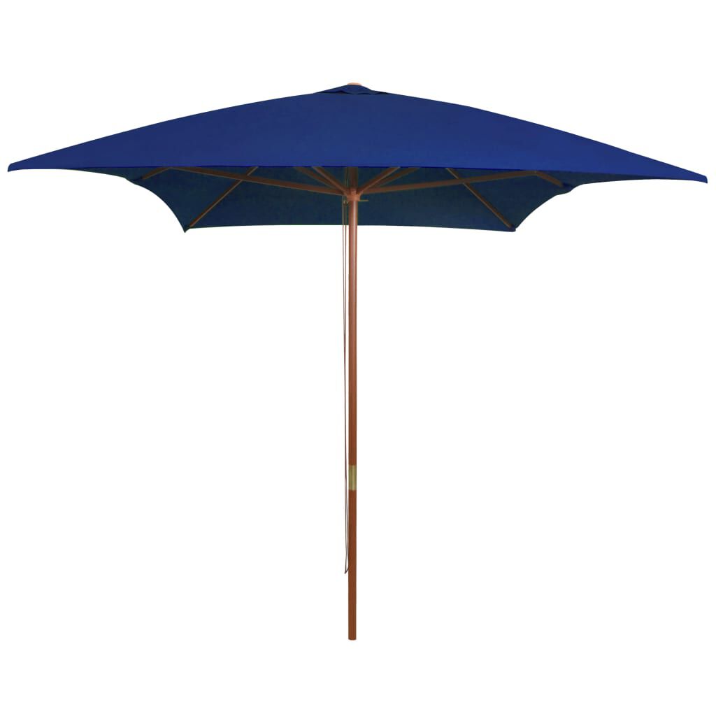 vidaxl vidaXL Parasol met houten paal 200x300 cm blauw