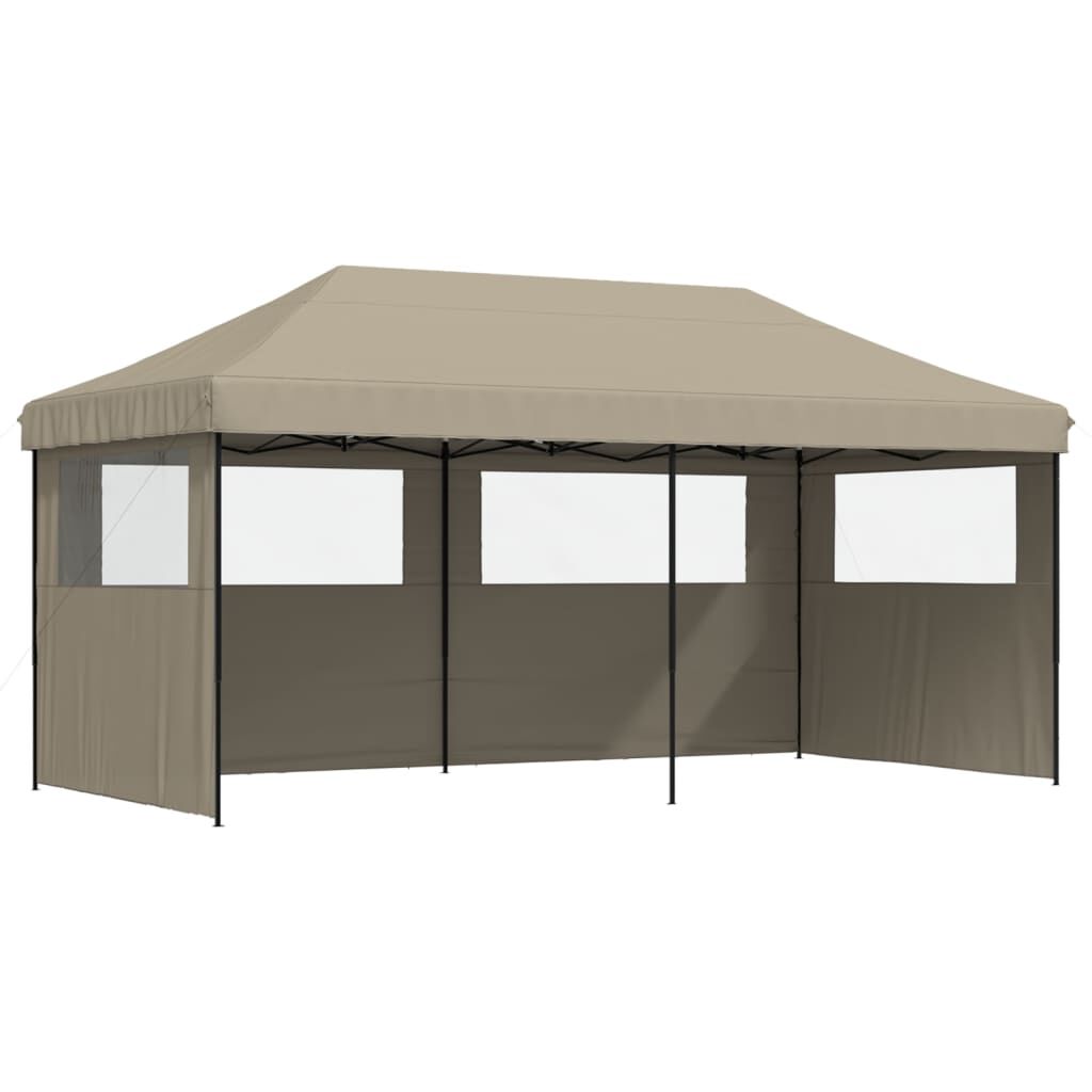 vidaxl vidaXL Partytent inklapbaar pop-up met 3 zijwanden taupe