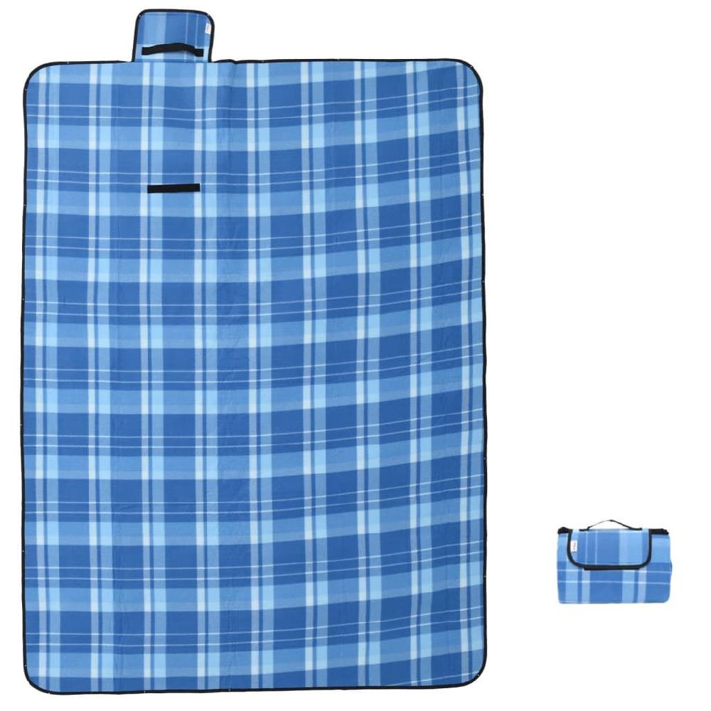 Vidaxl VidaXL Picknickkleed Opvouwbaar Geruit 200x150 Cm Fluweel Blauw