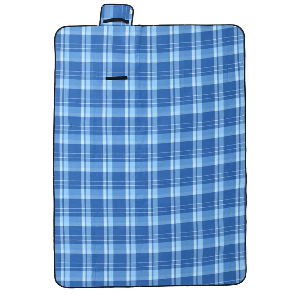 vidaxl vidaXL Picknickkleed opvouwbaar geruit 200x150 cm fluweel blauw