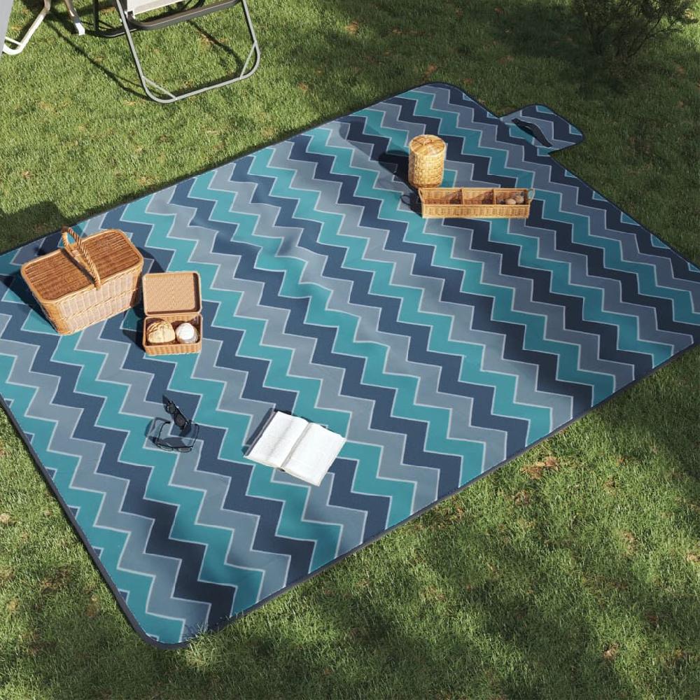 Vidaxl VidaXL Picknickkleed Opvouwbaar Golven 200x150 Cm Fluweel Blauw