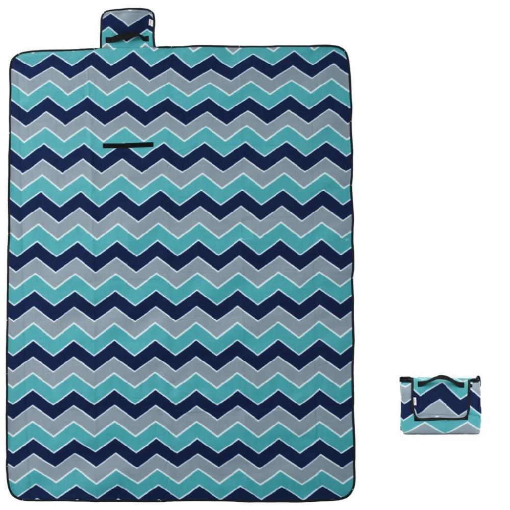 Vidaxl VidaXL Picknickkleed Opvouwbaar Golven 200x150 Cm Fluweel Blauw