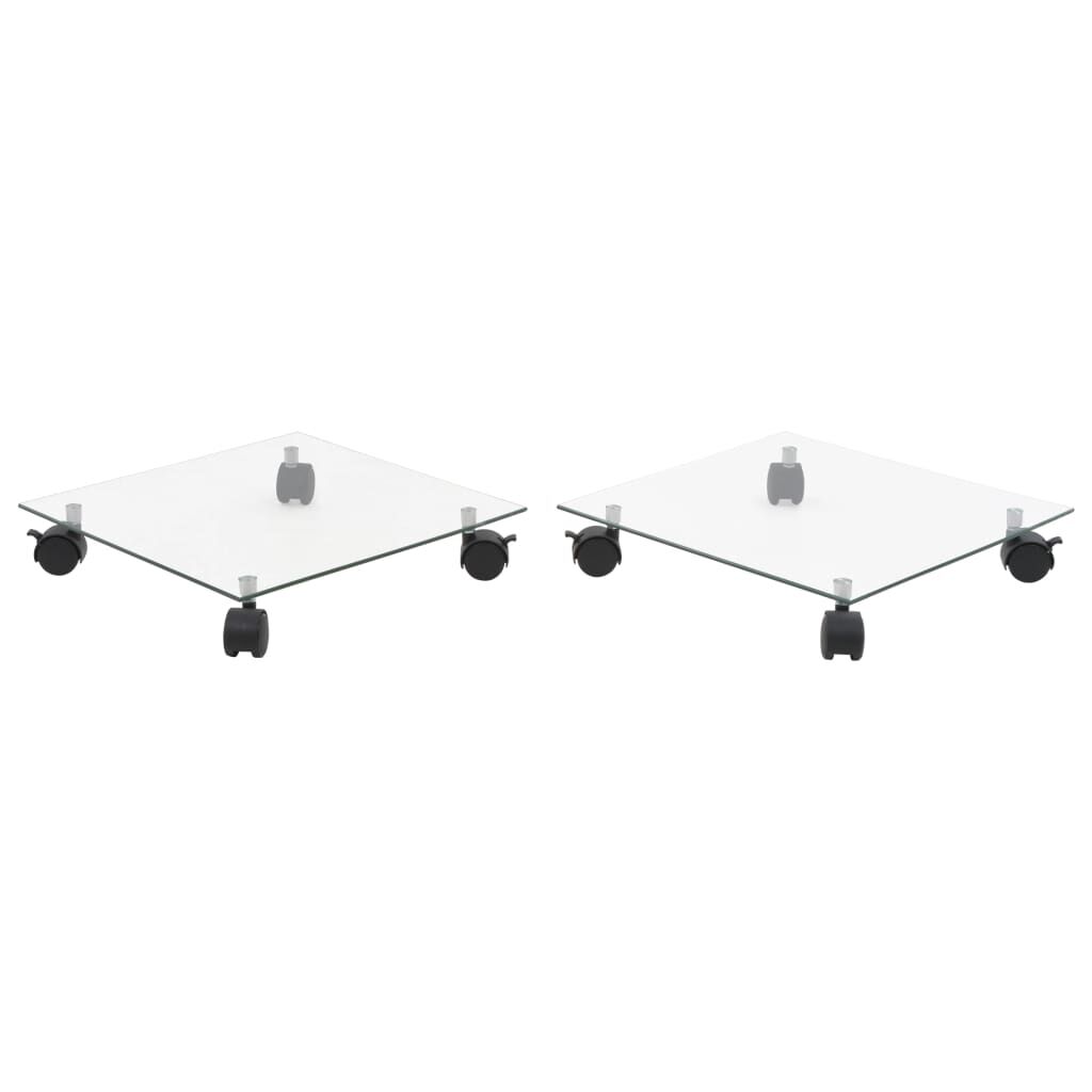 vidaxl vidaXL Plantenrollers vierkant 35x35 cm gehard glas 2 st