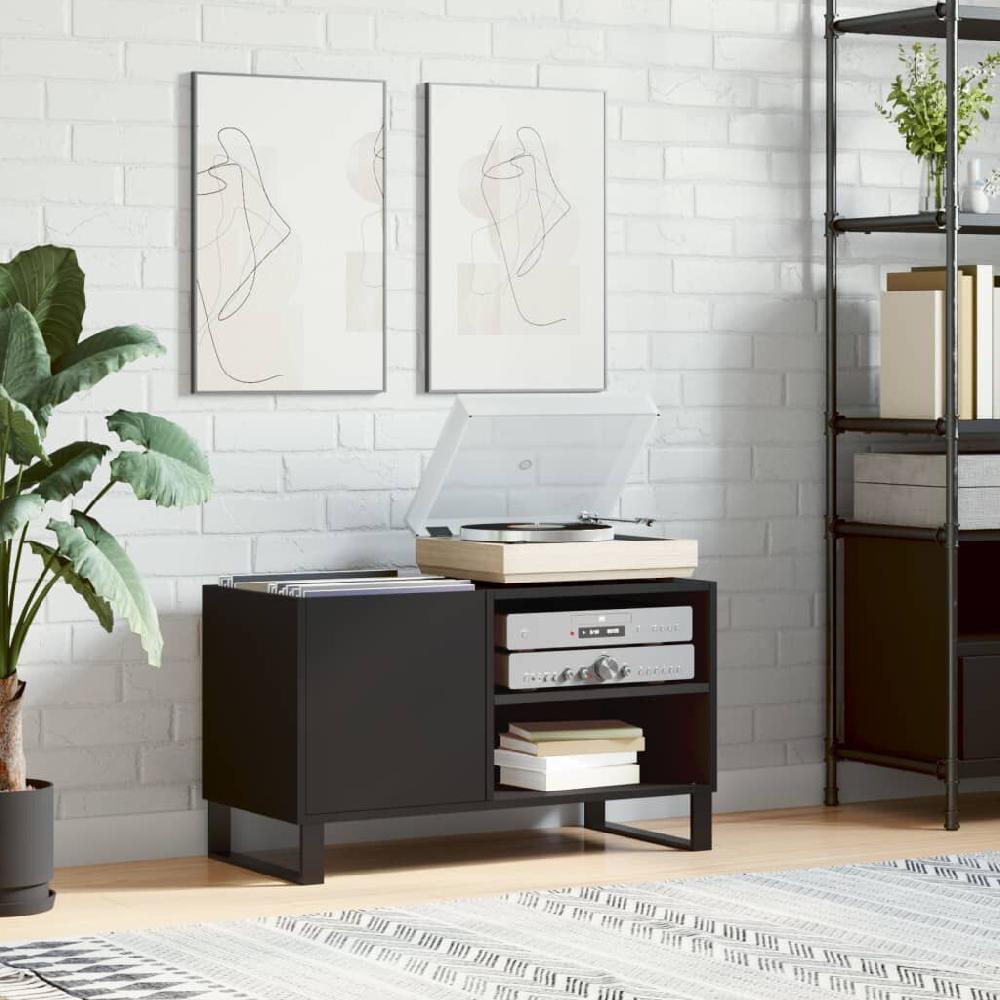 Vidaxl VidaXL Platenkast 85x38x48 Cm Bewerkt Hout Zwart