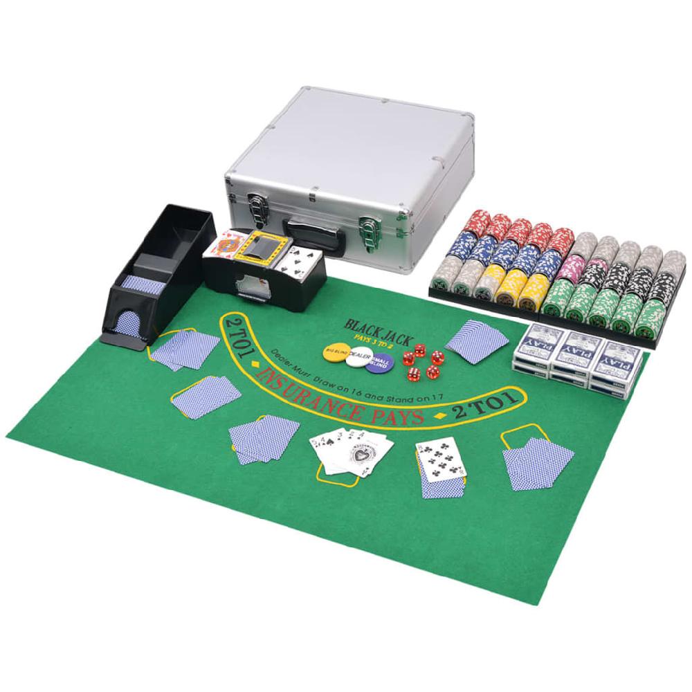 vidaxl vidaXL Poker/blackjack set met 600 chips aluminium