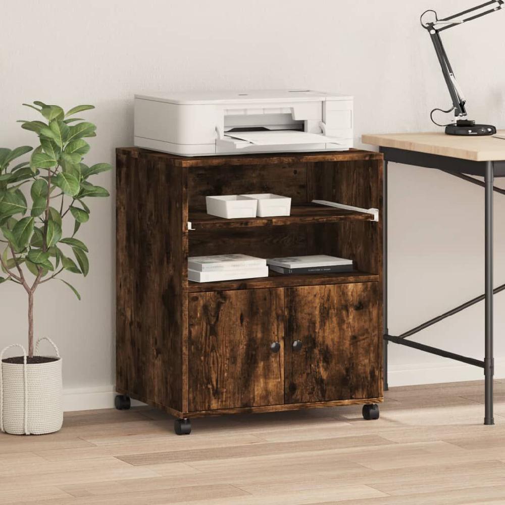 Vidaxl VidaXL Printerkastje Met Wielen 60x48x74 Cm Gerookt Eikenkleurig