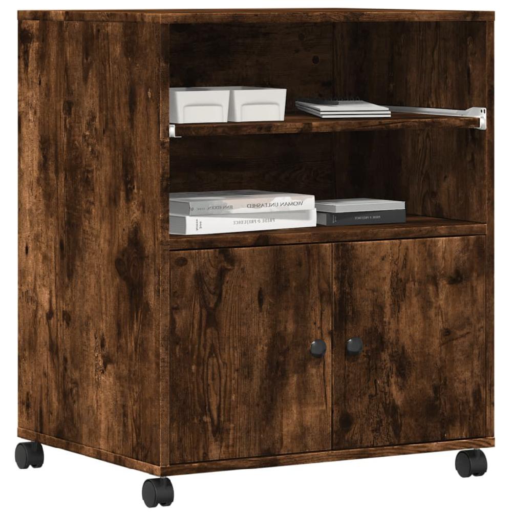 Vidaxl VidaXL Printerkastje Met Wielen 60x48x74 Cm Gerookt Eikenkleurig