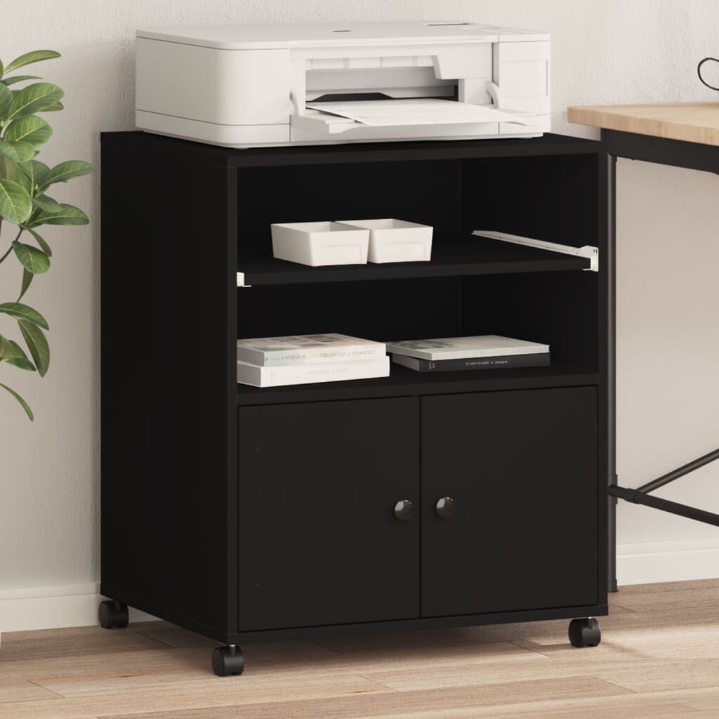 Vidaxl VidaXL Printerkastje Met Wielen 60x48x74 Cm Zwart