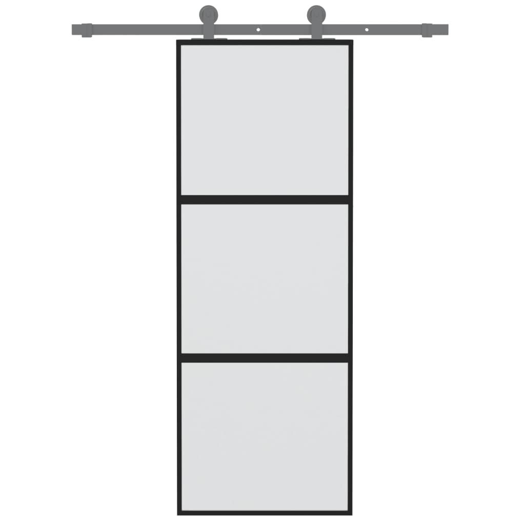Vidaxl VidaXL Schuifdeur 76x205 Cm Gehard Glas En Aluminium Zwart