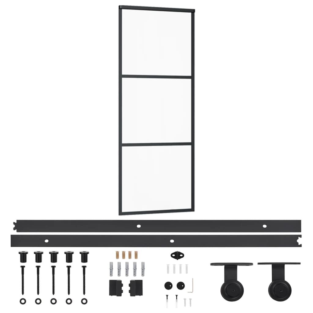 vidaxl vidaXL Schuifdeur met beslag 76x205 cm aluminium en ESG-glas