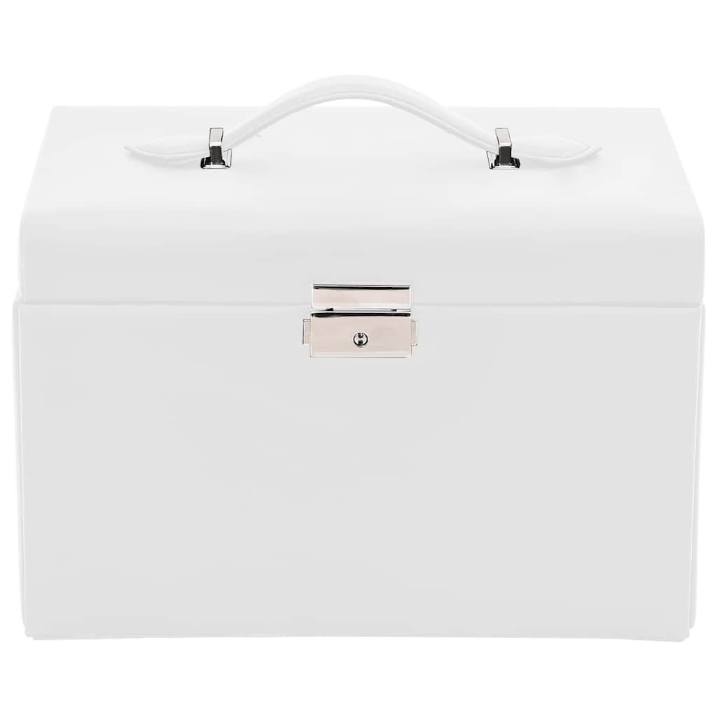 Vidaxl VidaXL Sieradendoosje 3laags Met Spiegel Afsluitbaar 26x18x17 5 Cm Wit