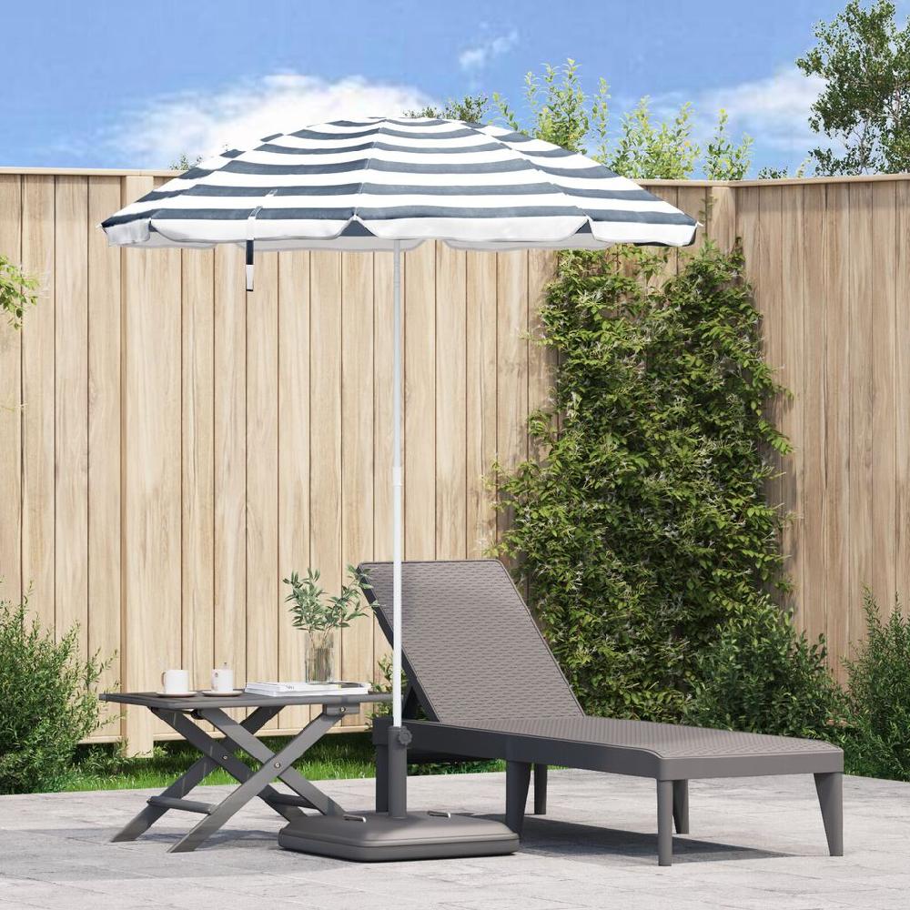 Vidaxl VidaXL Strandparasol Met Metalen Paal 161x193 Cm Polyester Blauw Wit