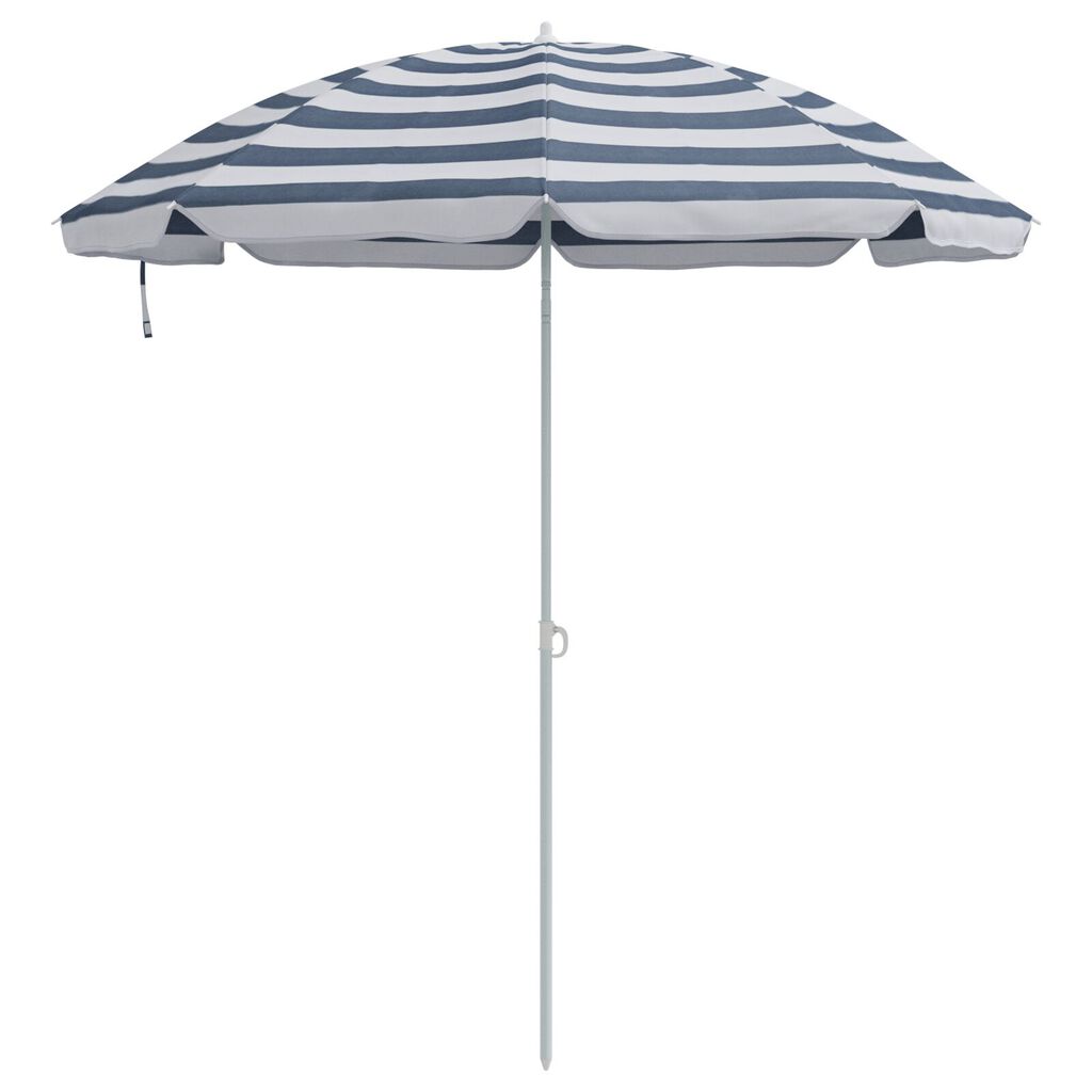 Vidaxl VidaXL Strandparasol Met Metalen Paal 161x193 Cm Polyester Blauw Wit