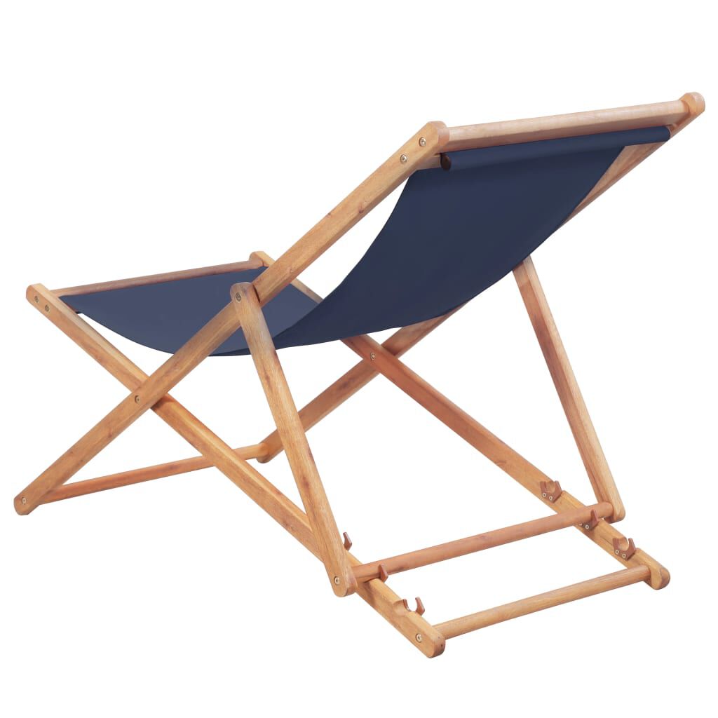 Vidaxl VidaXL Strandstoel Inklapbaar Stof En Houten Frame Blauw