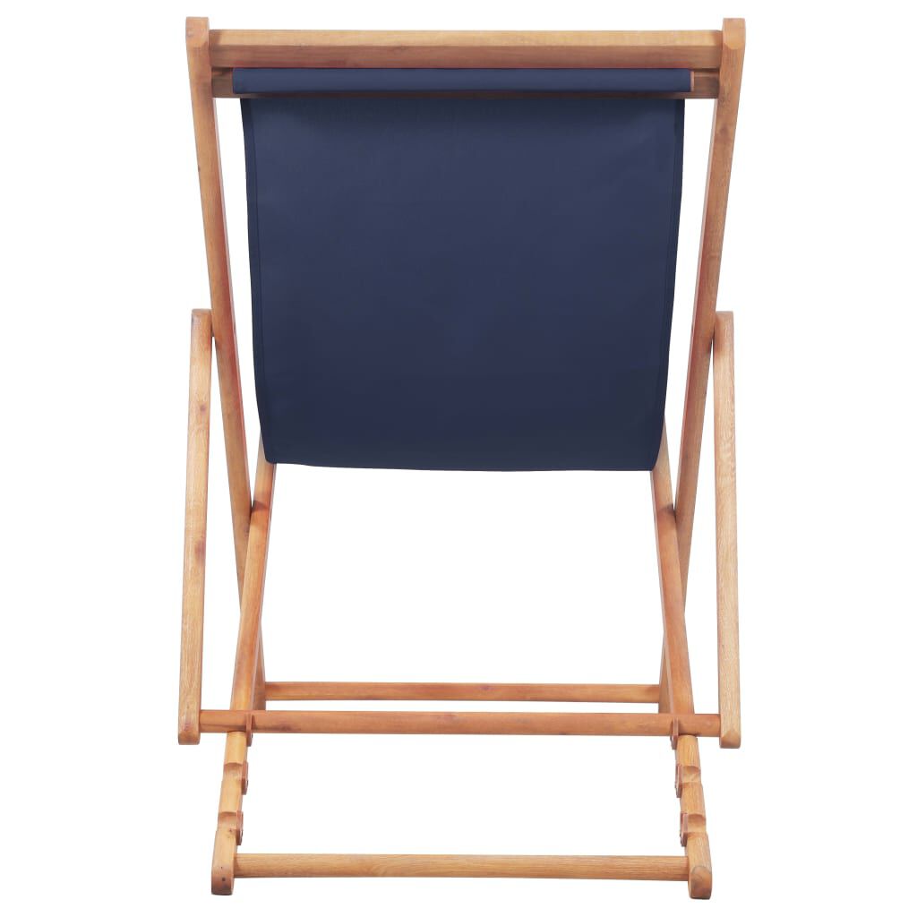Vidaxl VidaXL Strandstoel Inklapbaar Stof En Houten Frame Blauw