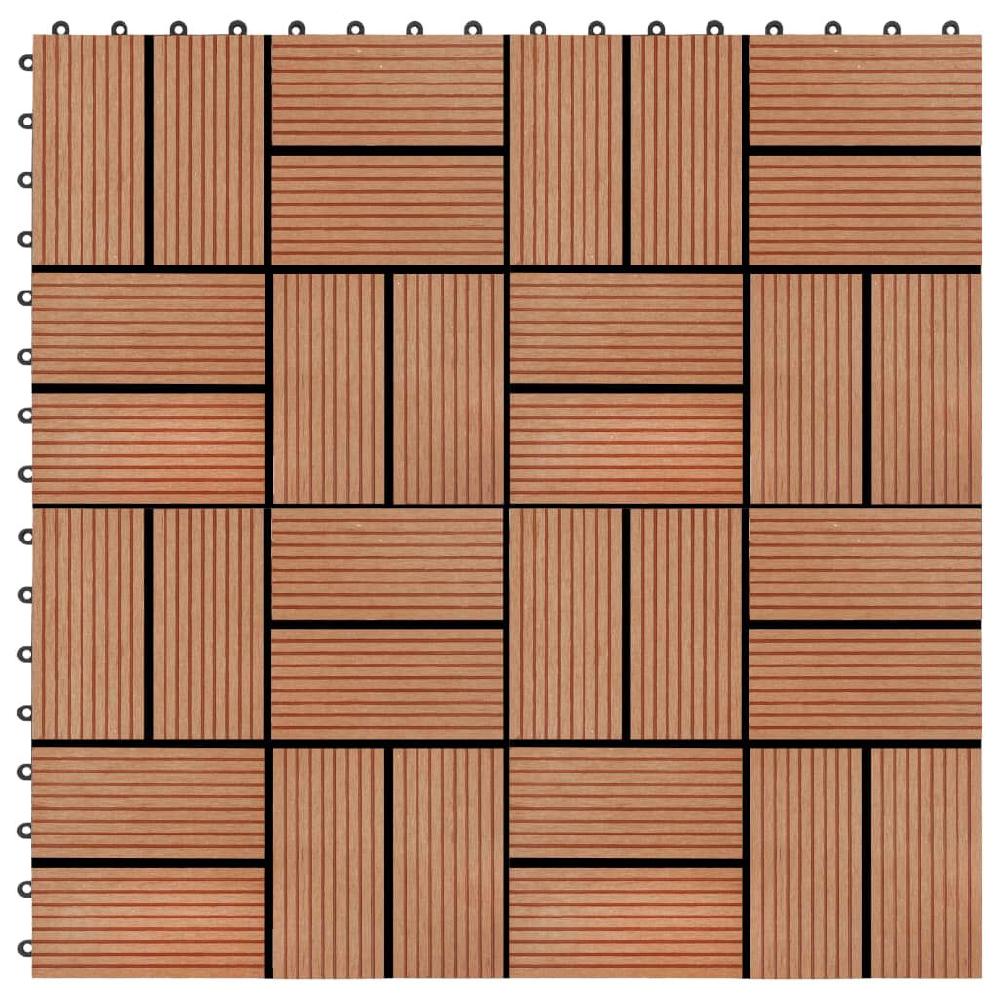 vidaxl vidaXL Terrastegels 30x30 cm 1 m² HKC teakkleur 11 st